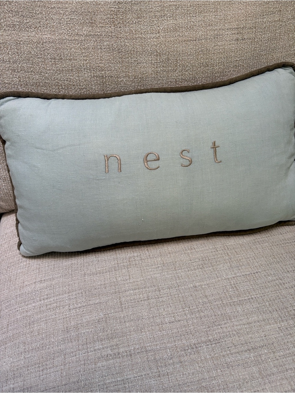 Arhaus Nest Embroidered Lumbar Pillow - light blue
